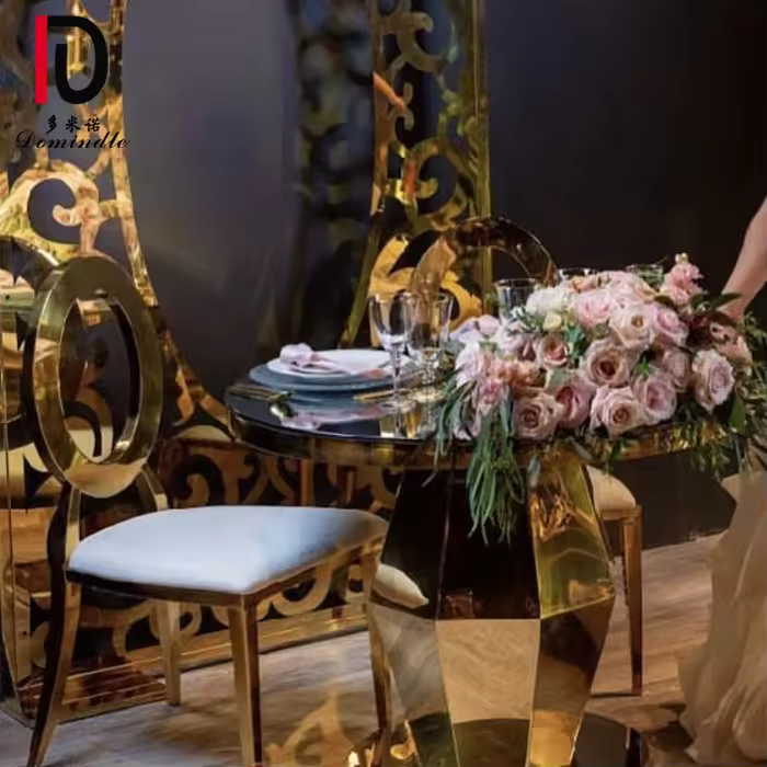 Glass Top Wedding Round Table Stainless Steel Dining Table