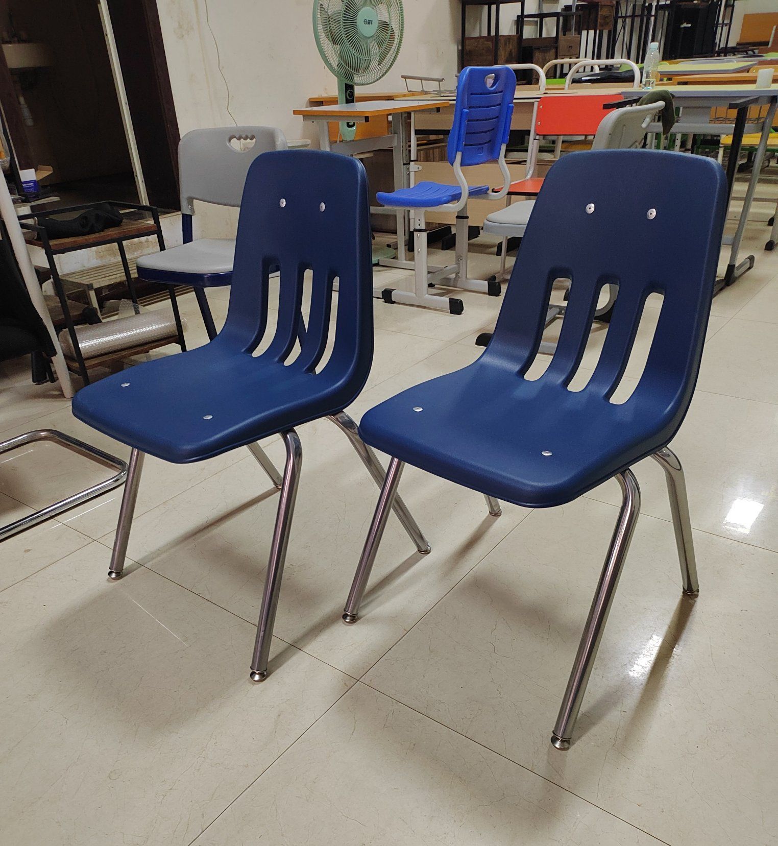 Manufacturer School Furniture PP Plastic Chair Metal Frame Student Seat