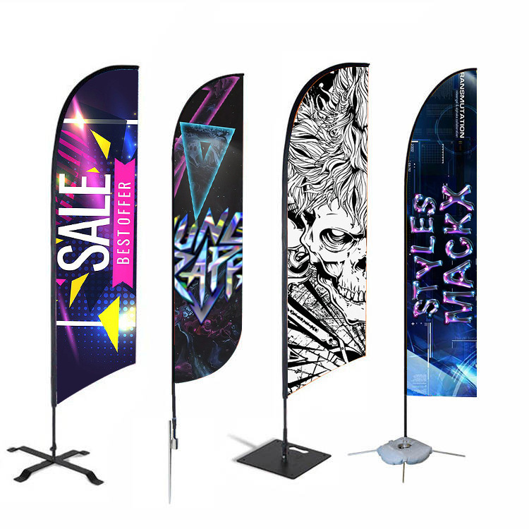 Promotional Advertising Flags Swooper Tear Drop Sublimation Pole Outdoor Square Stand Display Flying Banner Beach Feather Flag