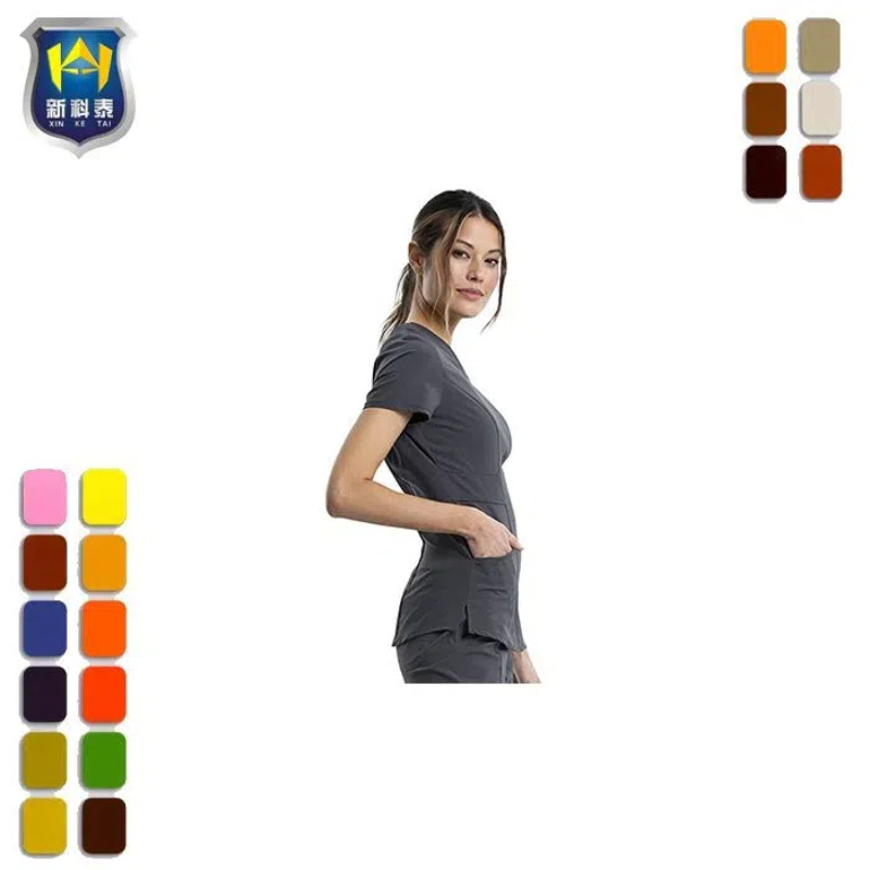 V-Neck Cherokee Infinity Women Scrubs Top Rib-Knit Neckband and Waist Insets Stretchy SPA Tunic Top