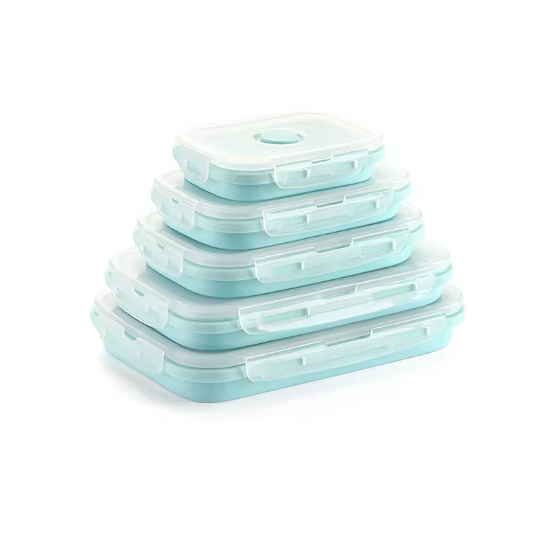 350ml Silicone Rectangle Foldable Collapsible Storage Container Set Heatable Food Container With Low Moq Drop Shipping Lunch Box