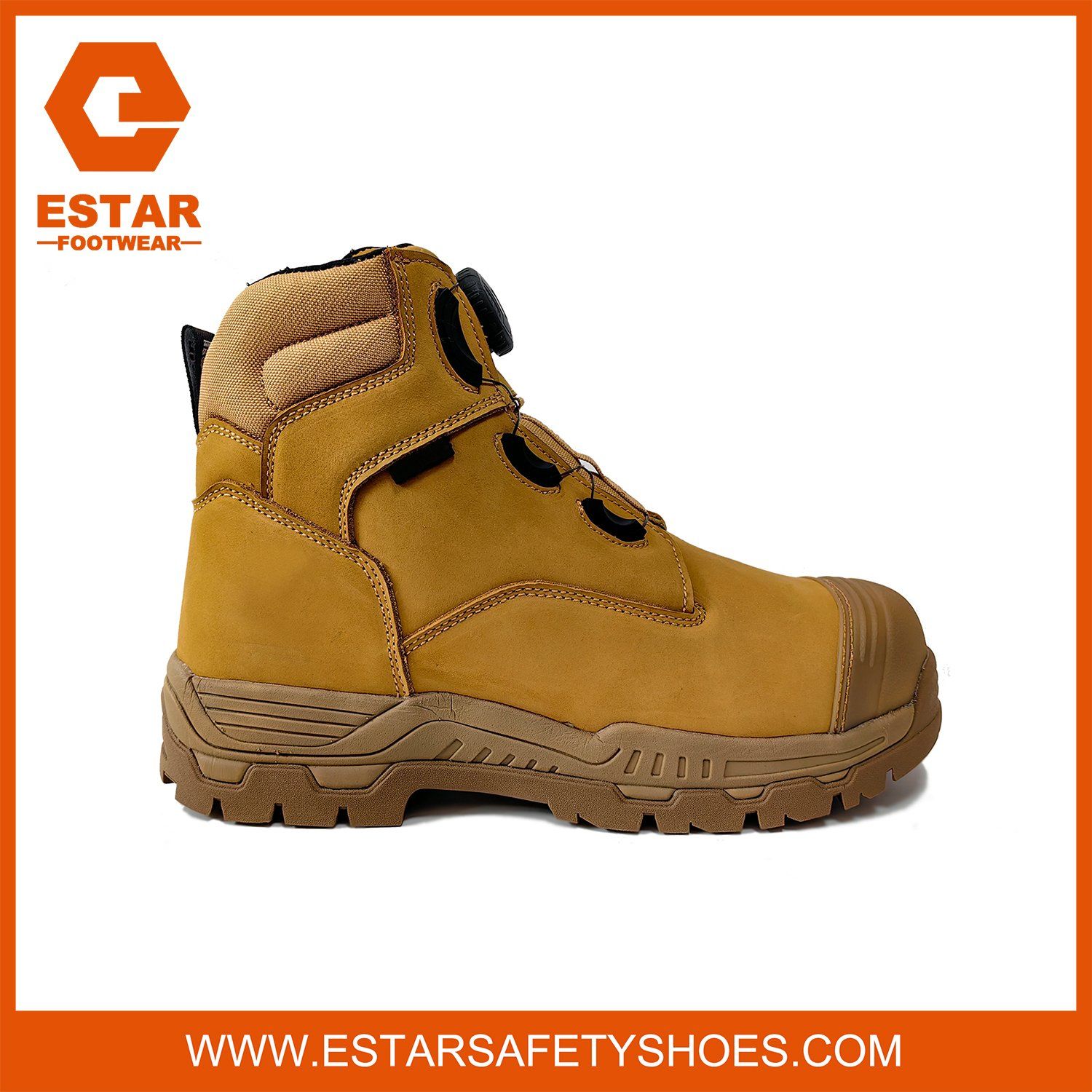 Boa Lace Leather Men Winter Industrial Safety Boots with Fast Lacing System