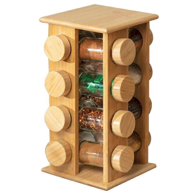 High Quality & Best Price Rotating Wooden Spinning Turning Spice Rack for Kitchen Spice Bottle
