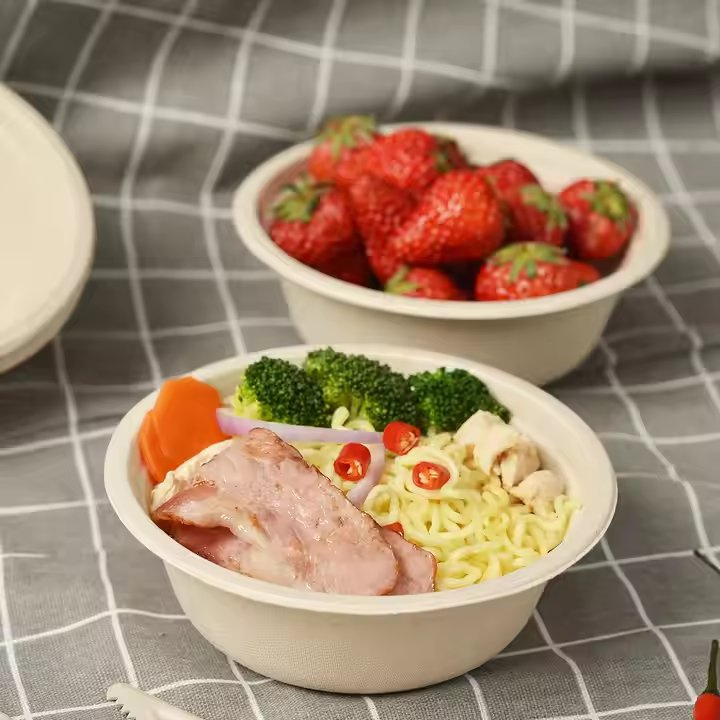 Eco Friendly Biodegradable Disposable Sugarcane Bagasse Paper Pulp Mould 500ml Soup Salad Bowl