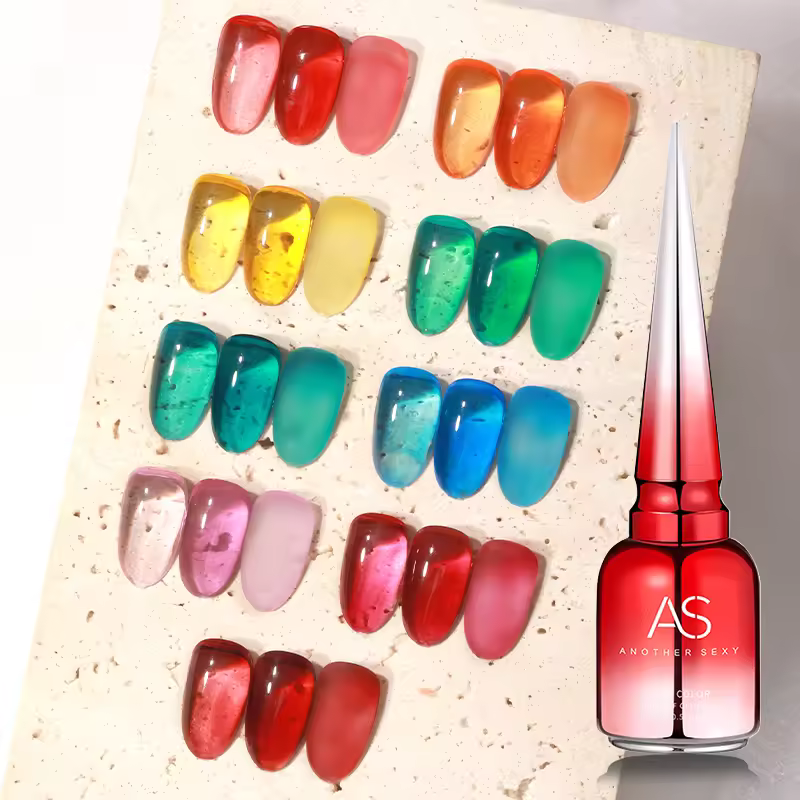 As Nail Supplies Offers 9 Colors Amber Glass Transparent Gel Nail Polish Nail Art Soak Off Uv Varnish Verniz Gel Polish
