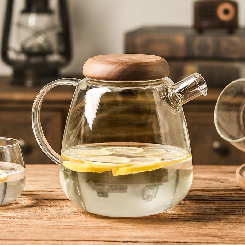 New Release, Best for Wholesale & Retail Modern High Borosilicate Glass Teapot Set with Acacia Wood Cover and Cup