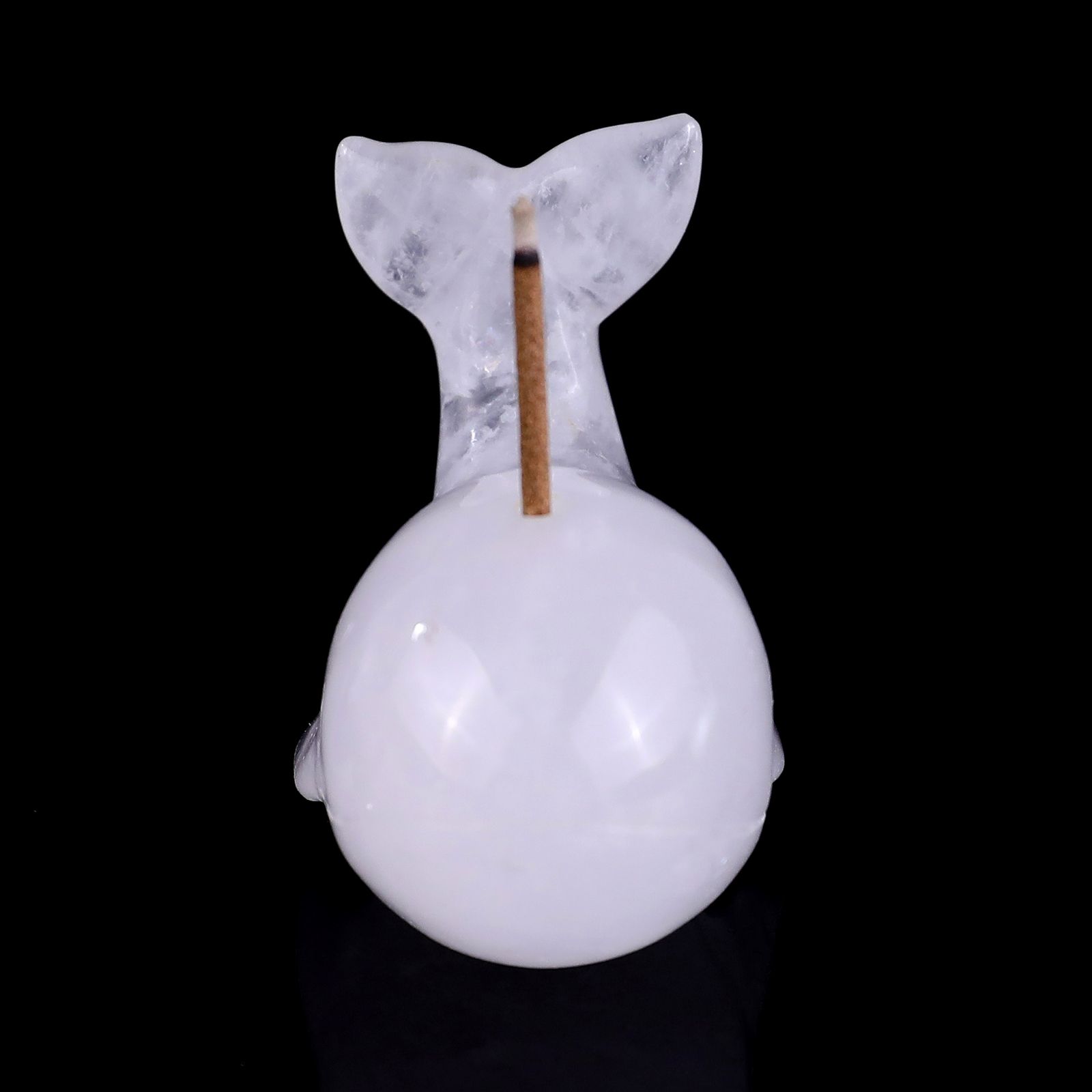 Natural Angolan Quartz Whale Incense Holder for Sticks, Healing Crystal Whale Incense Burner for Yoga Meditation and Home Decor