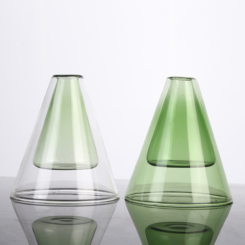 Multiple Sizes Double Wall Glass Vase Table Vases for Flowers Unique Design Home Decor