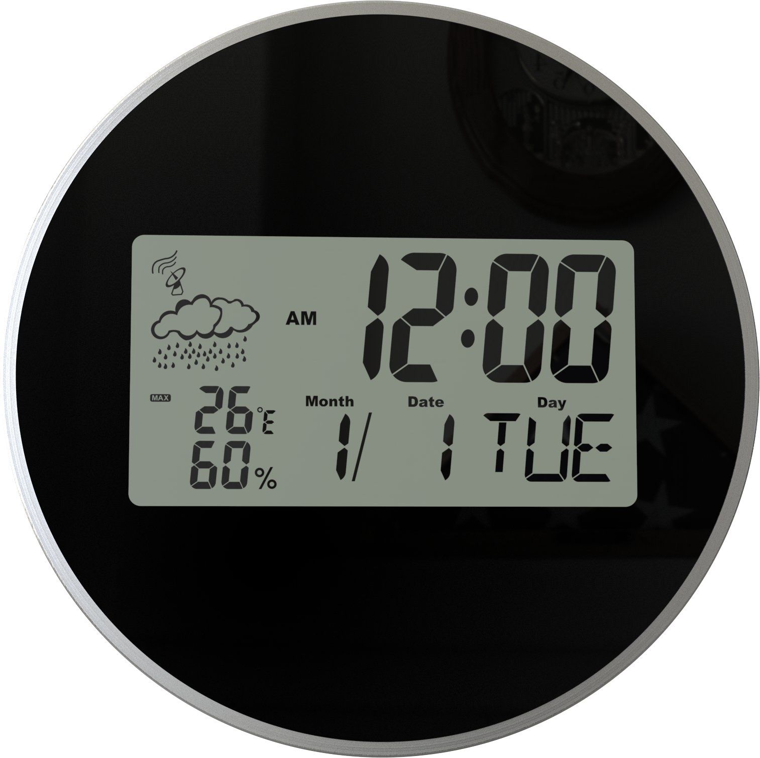 Modern LCD Wall Clock with Radio Controlled for Home Decor