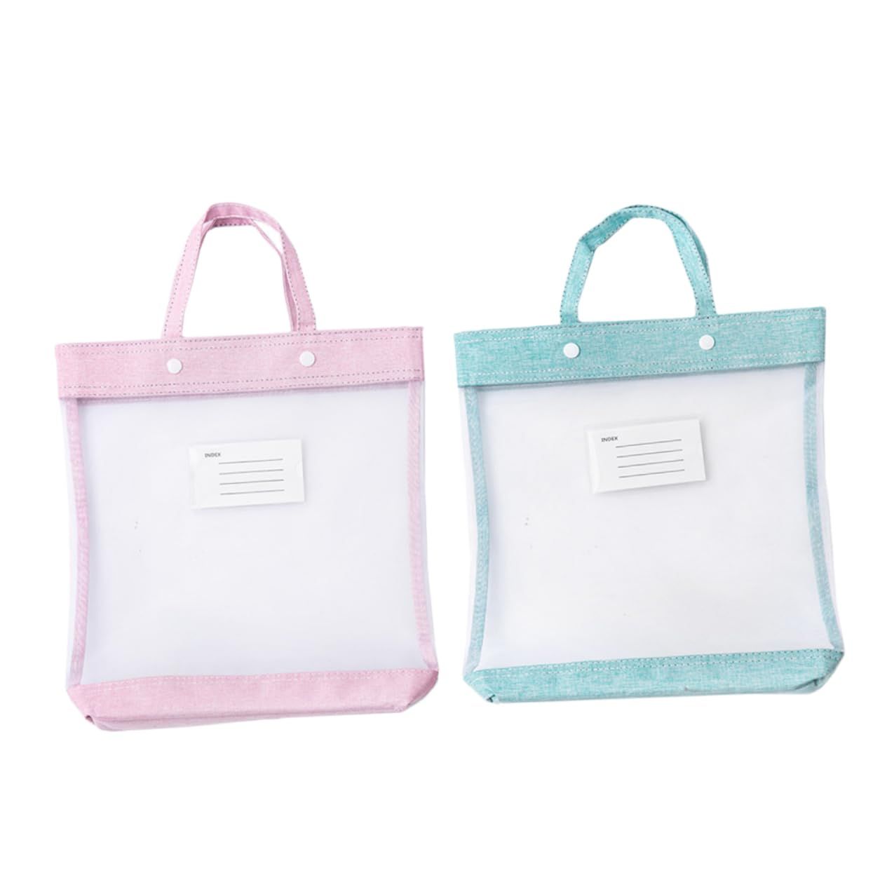2PCS File Bag with Handle Light Transparent Mesh Document Organizer for Carrying Books and Papers Lake Portable File Holders for Office and Travel Bag