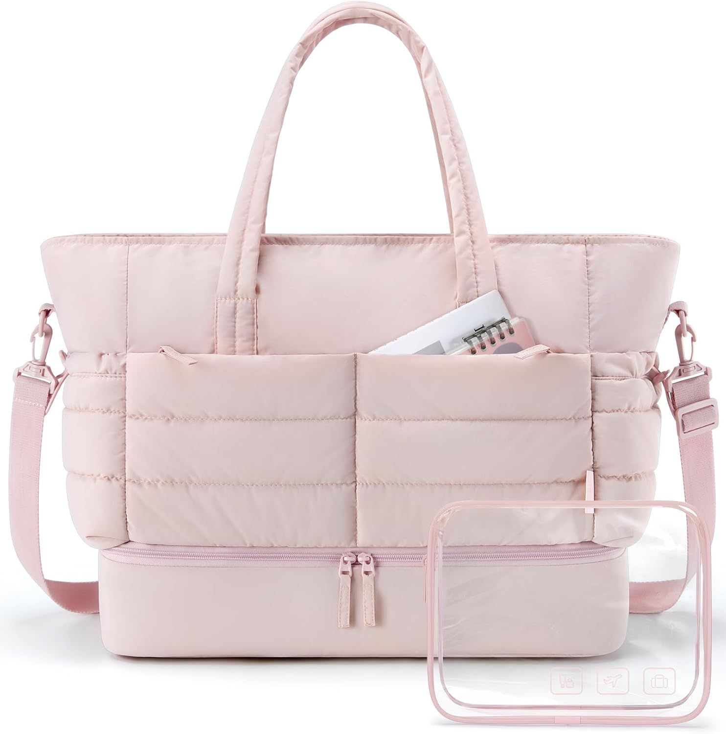 Puffer Large Travel Duffel Bag with Shoe Compartment Quilted Gym Weekender Bag