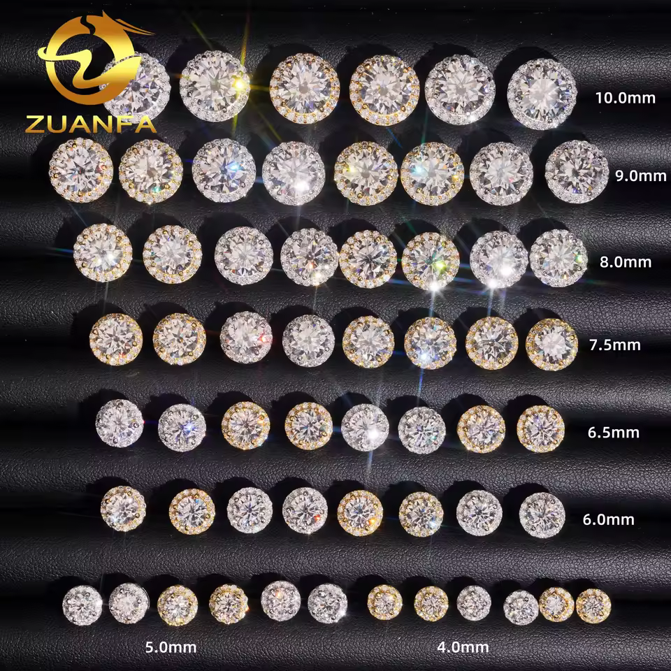 Hot Sale Ready To Ship Pass Diamond Tester Halo Design Screw Back Silver 925 Vvs Moissanite Earrings