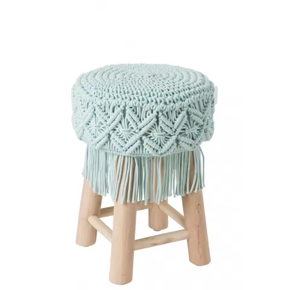 Hot Sale 100% Natural Macrame Cotton Stool Chair Modern Design Tufted For Home Office Bedroom School New Arrival Ottoman Bench