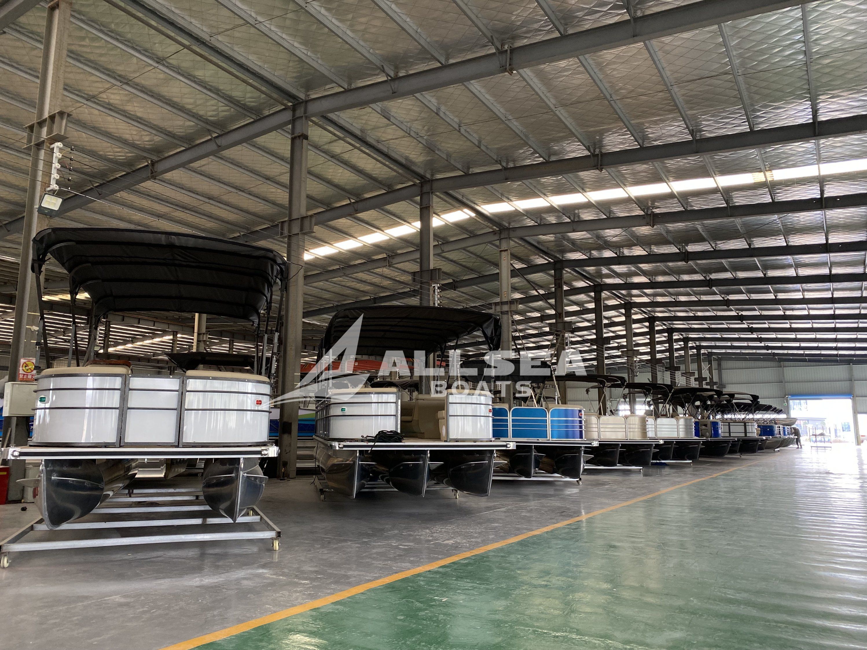 15FT-30FT Customize Sizes Factory Wholesale Allsea Pontoon Boat with Sofa Bimini Bluetooth Speakers