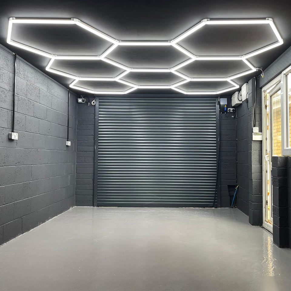 High Quality Connectors Led Light Hexagonal Shape Honeycomb Garage Pendent Lamp Hexagrid Working Lighting Light