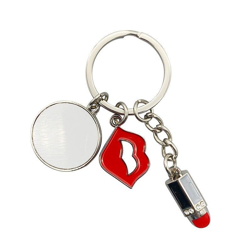 Fashion Pendant Metallic Drill Lip Gloss Key Chain Keys Ring Chapstick Holder Lipstick Keychain