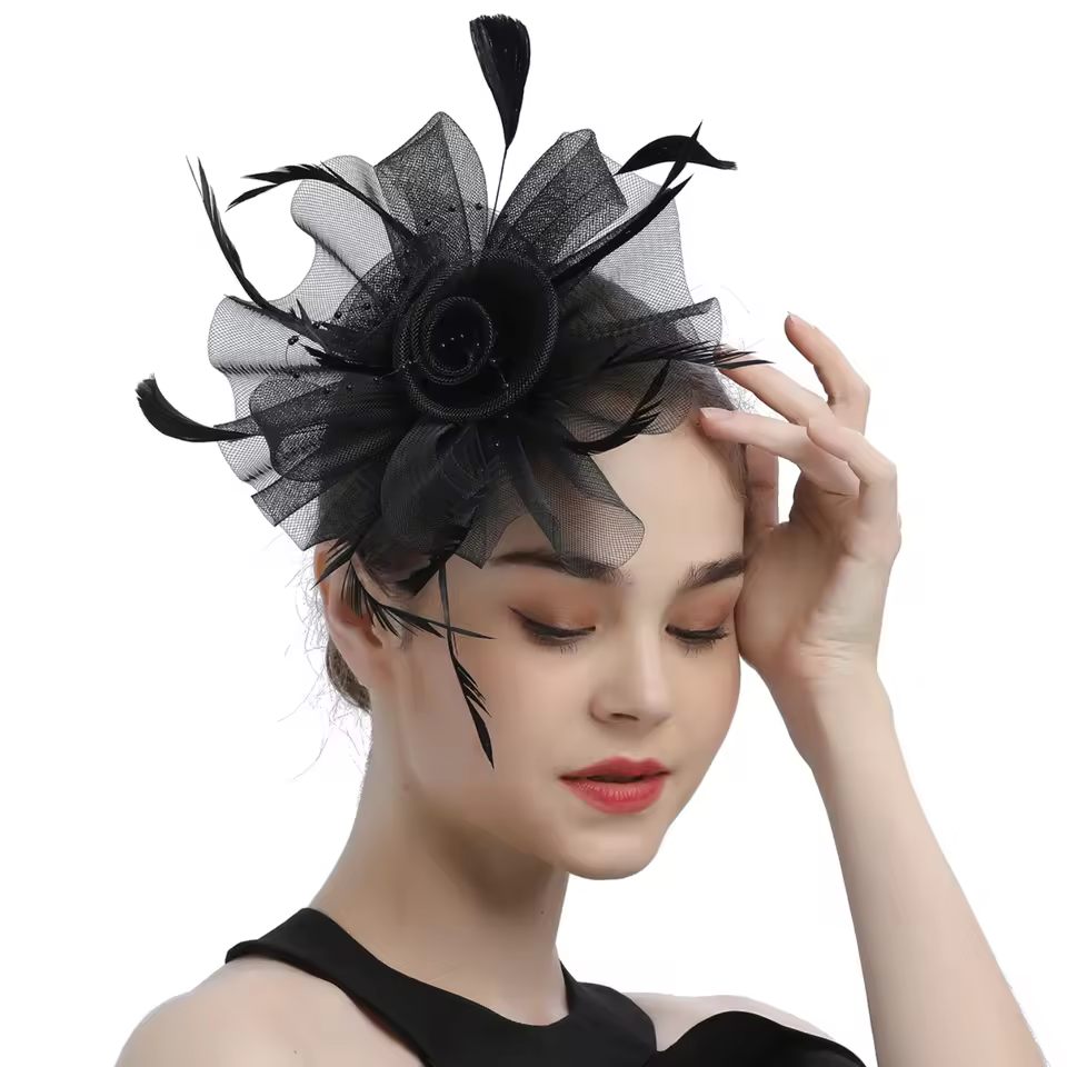 Hot Selling Elegant Tea Party Top Hat Charming Women's Formal Fascinator Feather Mesh Dance Decorations Beautiful Hair Accessory