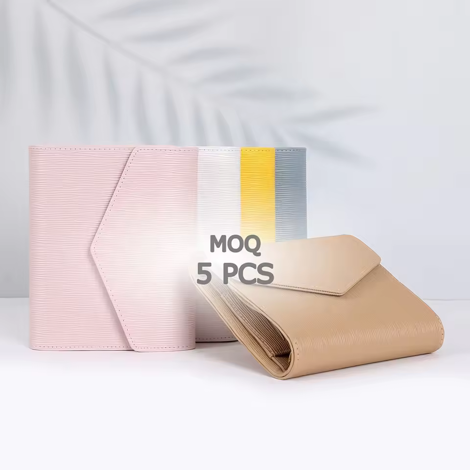 Yihe Best Selling A6 Planner Binder Organizer 21-colored Saffiano Epi Leather Ring Binder With Clear Cash Envelopes Fly Leaf