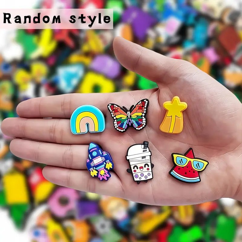 Durable Soft and Cute Random Shoes Accessories 2D PVC Shoes Charms