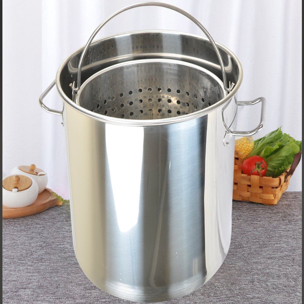 Jiangmen Factory Stainless Steel Turkey Fryer Kit Cooking Pot with Steamer Basket