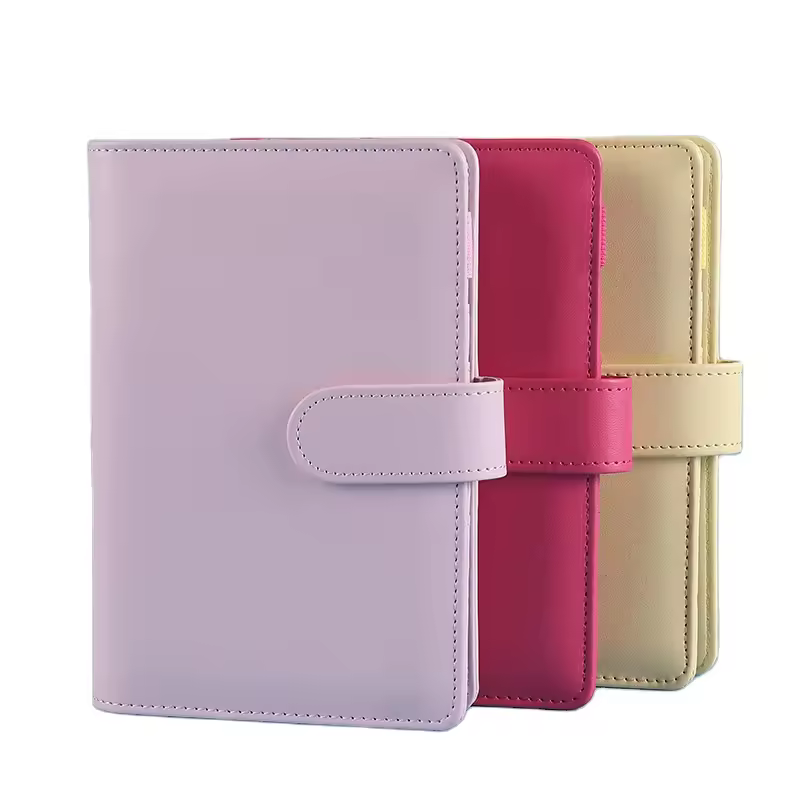 Planner Work Agenda Budget Binder A5/a6 Leather Cover Notebook Wholesale Custom 6 Ring Spiral Notebook Business Macaron Color Pu