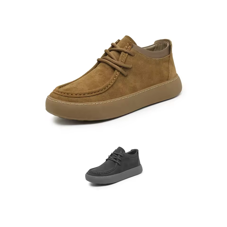 2024 New Wholesale Men's Lace-up Leather Cow Suede Sneakers Casual Uk Loafers Fashion Trends For Spring Oem Factory Direct