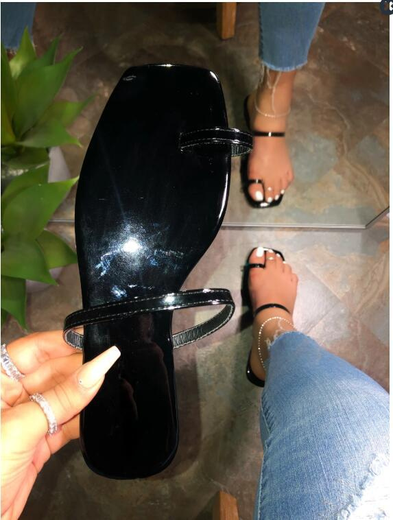 Best Selling Square Head Snake Pattern and Pure Color Flat Sandals Slippers for Women or Ladies Shoes