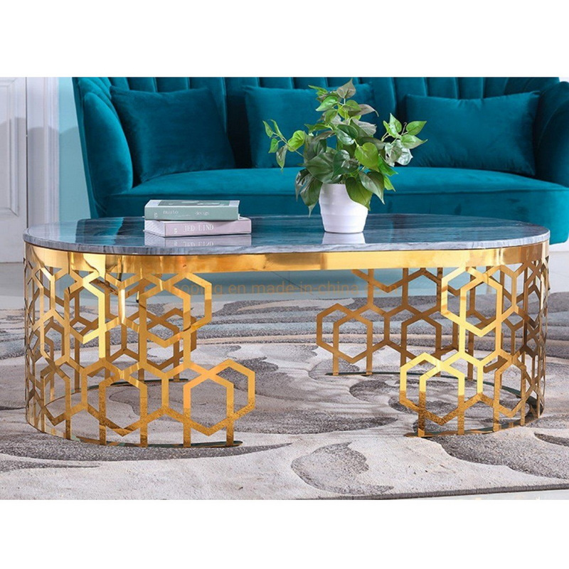 Honeycomb Hollow Coffee Table OEM Stainless Steel Side Table Cafe Furniture Metal Center Table