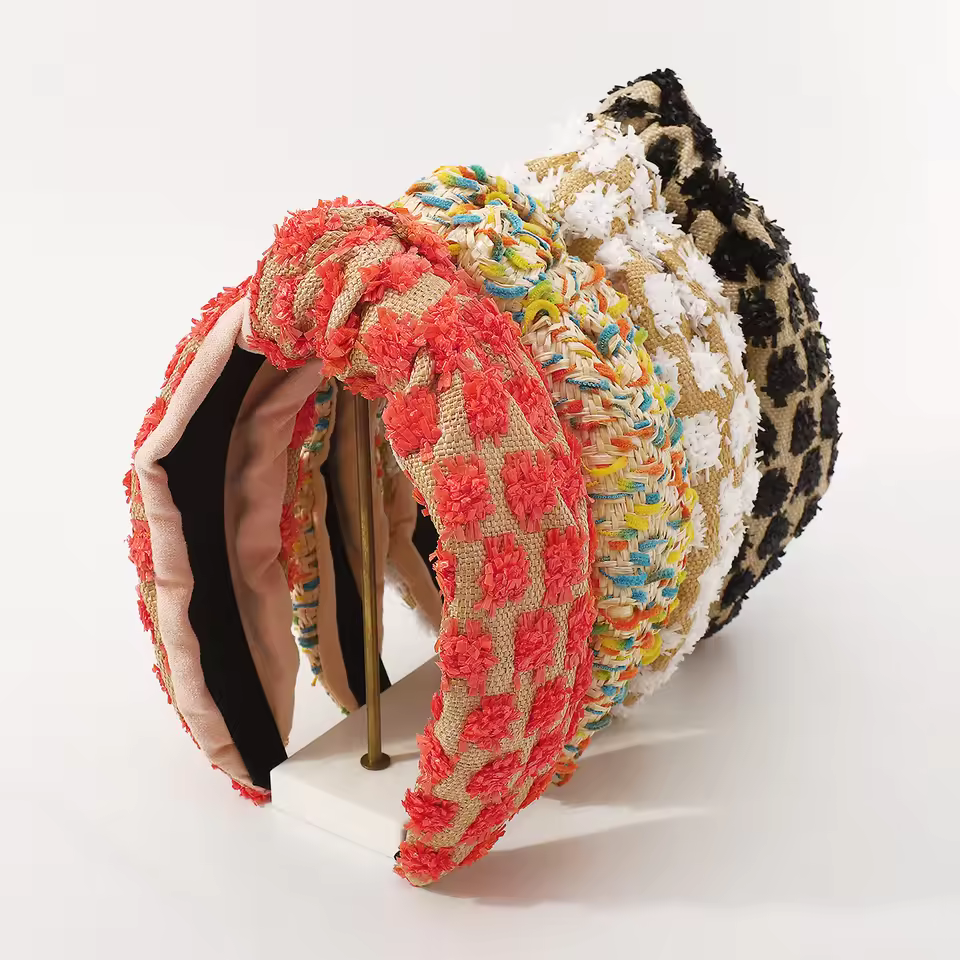 Factory Direct Sale Hot Pink Knot Headband Ready To Ship Pleated Fabric Hairband For Woman