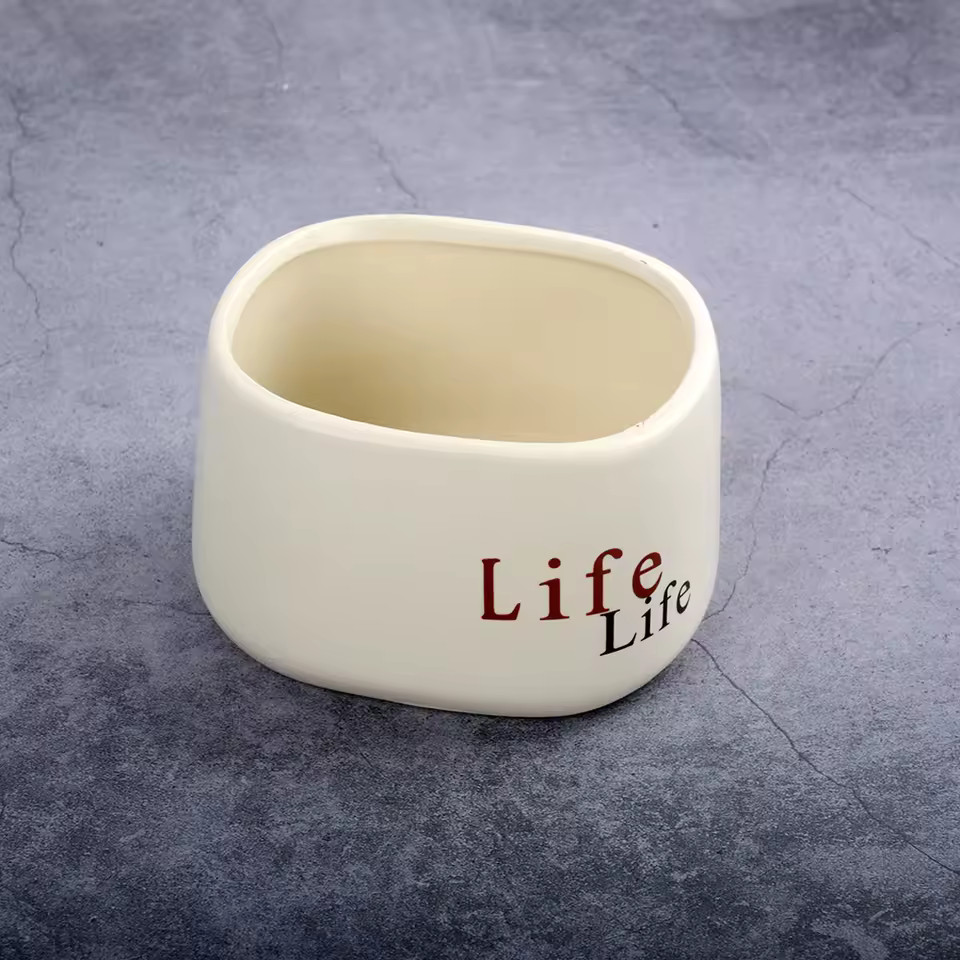 Modern Simple Ceramic Flowerpot And Vase Decorations Dd4029 Factory Glazed Life Letter Planter