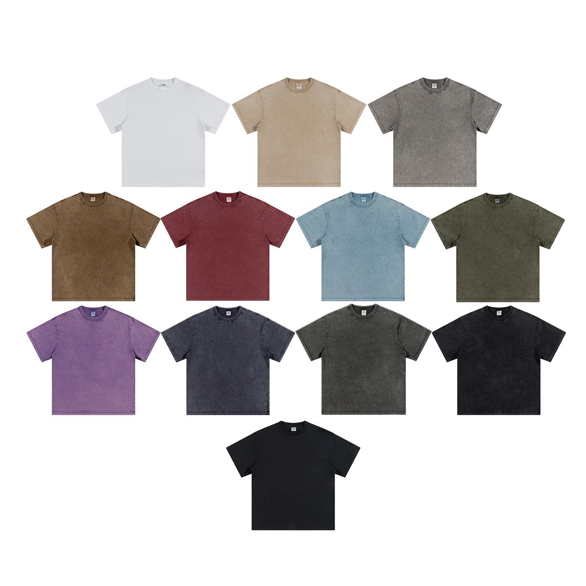 Customization Brand Your Own Logo Heavy Cotton 270g Oversized Acid Wash Short Sleeve Shirts