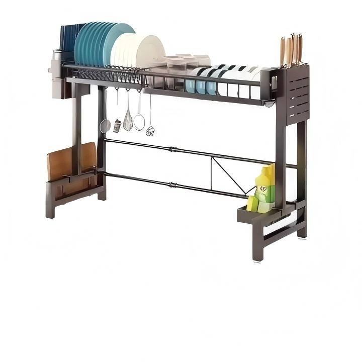 Multi-Purpose Over Sink Dish Drying Rack with Expandable Design, Bowl & Plate Storage, Draining Feature