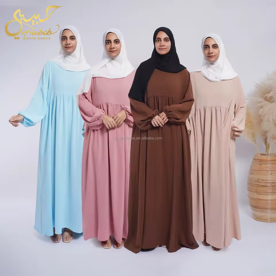 Habib Ready To Ship Muslim Long Sleeve Dress Loose Abaya Wholesale Cheap Abaya Women Muslim Dress