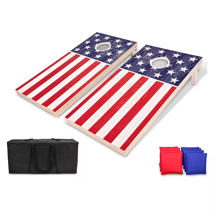 Solid Real Wood American Flag Cornhole Board Set For Home Game Room Wholesale-sports & Entertainment Product