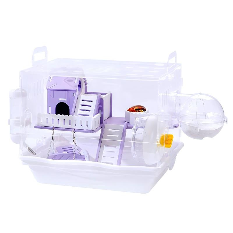 Large Hamsters Cage Large, 360° Viewing Ventilated Cages with Villas, Exercise Wheels