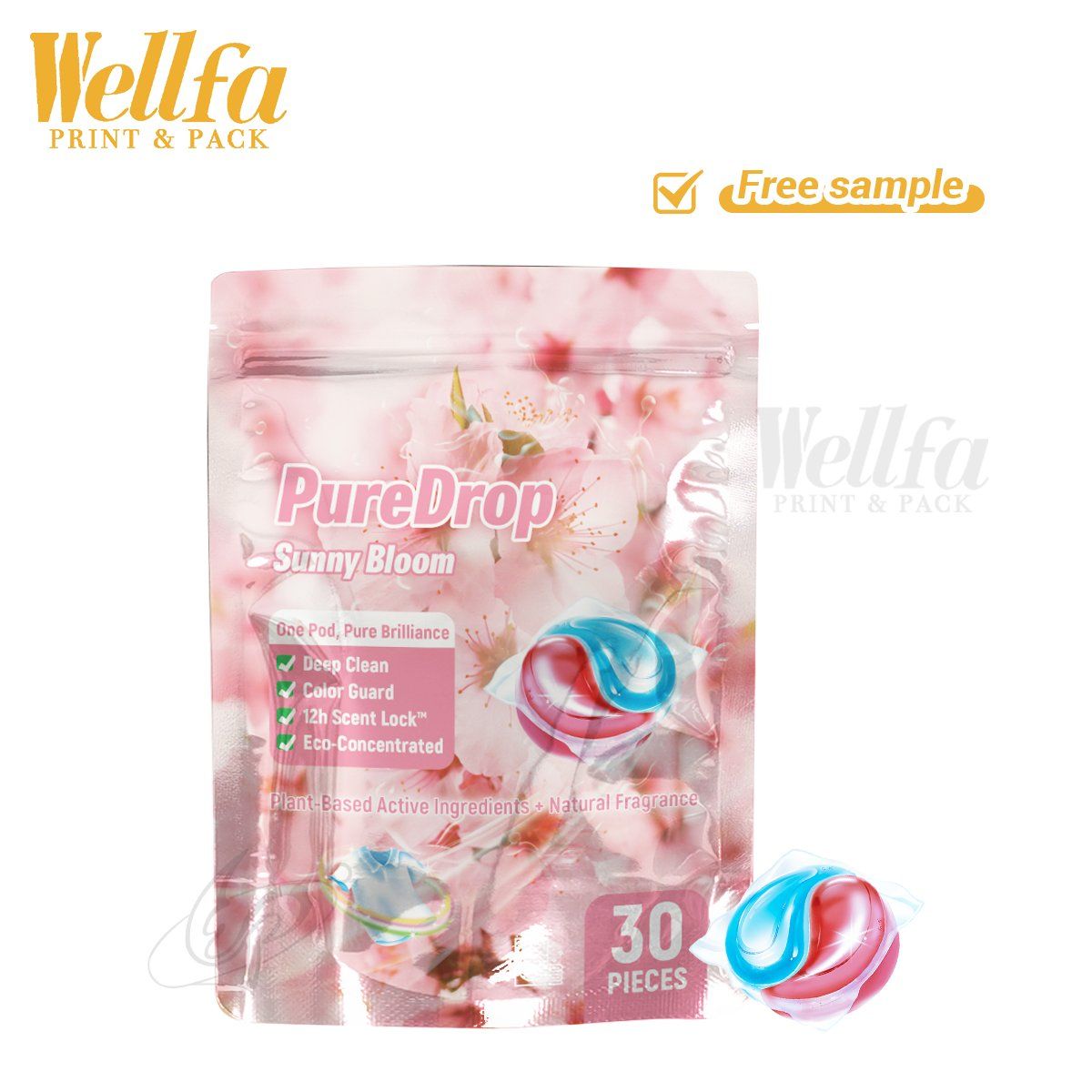 Manufacturer Laundry Detergent Pods Packaging Bag Aluminum Foil Stand up Bag Resealable Zipper Plastic Bags High Barrier Doypack