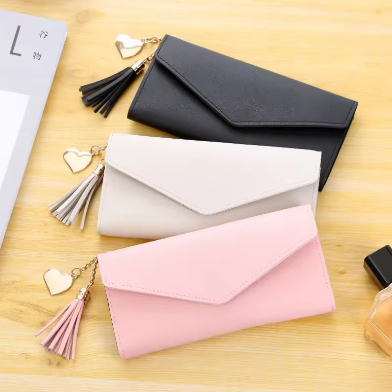 Ready To Ship Long Women Wallet Female Purses Tassel Coin Purse Card Holder Wallets Female Pu Leather Clutch Money Bag Wallet