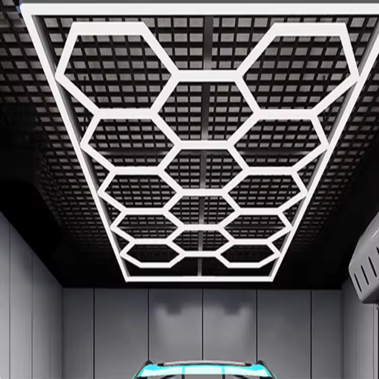 Hot Sale 2.43*4.84m Cheap Led Garage Hexagonal Light Led Decorative Lamps Honeycomb Light For Car Garage Led Light Working Lamp