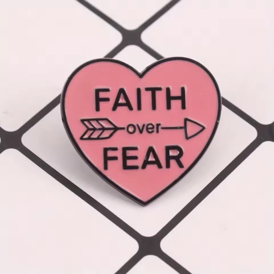 Courage Compass Pin-Bold Heart Silhouette With Directional Typography & Contrast Arrows,Inspirational Jewelry For Mental Well