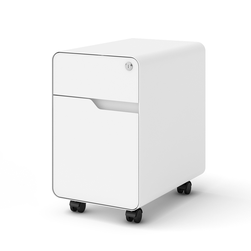 High Quality Office 2 Drawer Metal File Cabinet White Mobile Pedestal