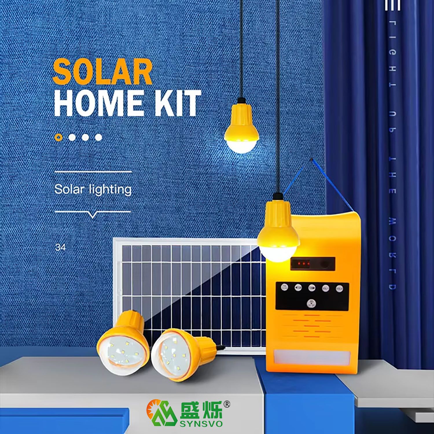 Factory Manufacturer Solar Power Solution Lighting Kit Home FM Radio with LED Lamp