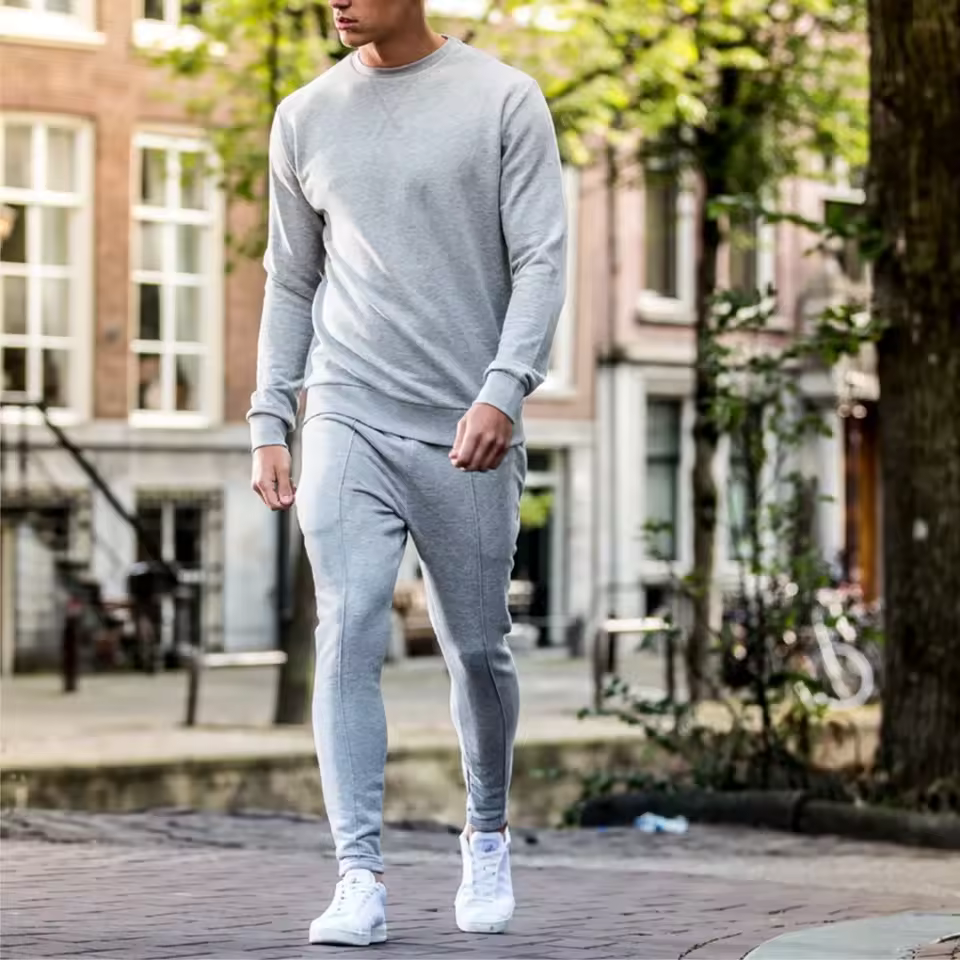 New Long Sleeve Hoodie For Men Wholesale Original Quality Basics 100% Cotton Tracksuits For Men Embellished Pullover Set