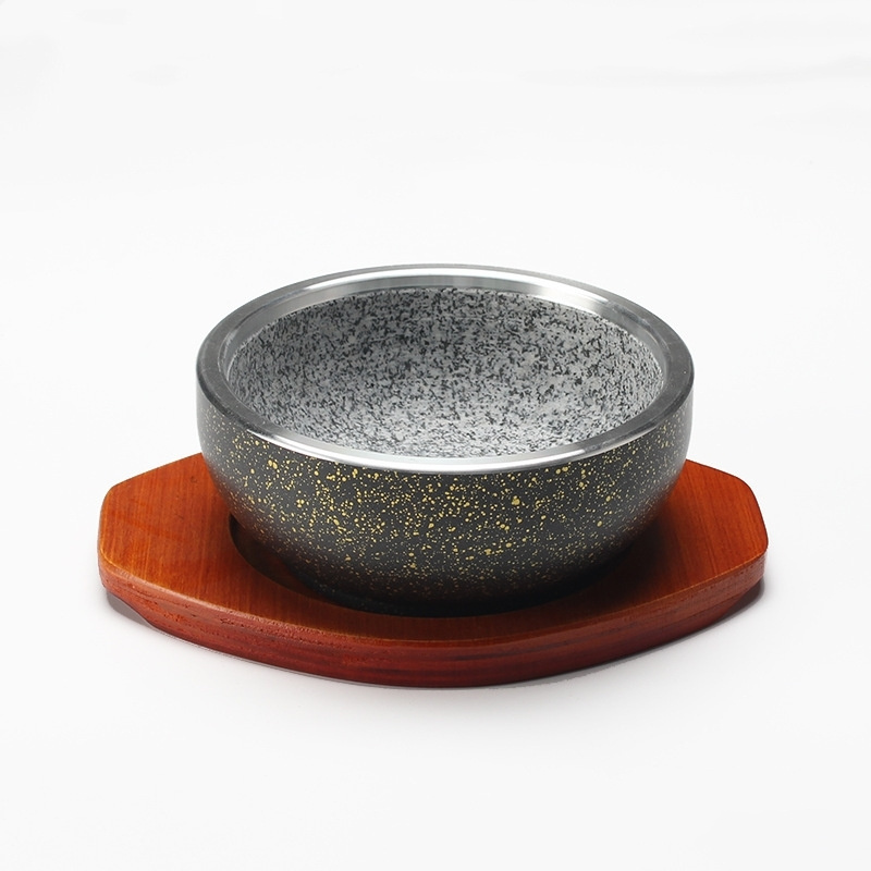 Modern Cuisine Cookware Pot Casserole Hotel Restaurant Stone Bibimbap Aluminum-Clad Natural Granite Bowl Shunstone Supplier