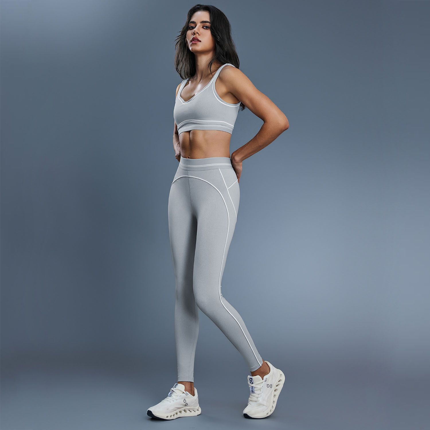 Qumor Women's Yoga Set High Waist Hip Lift Cropped Pants Beautiful Back Sports Two-Piece Fitness Training Clothes