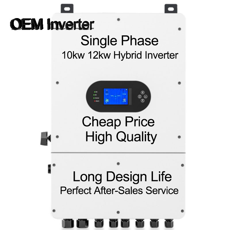 New DC/AC OEM Single Phase Hybrid Solar Inverter 10kw 12kw with Factory Price for Home