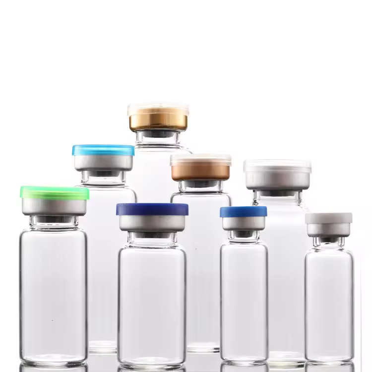 Stock 10ml Vial Transparent Snap Cap Bottle Rubber Stopper Original Solution Bottle For Freeze-dried Powder Brown Ampoule