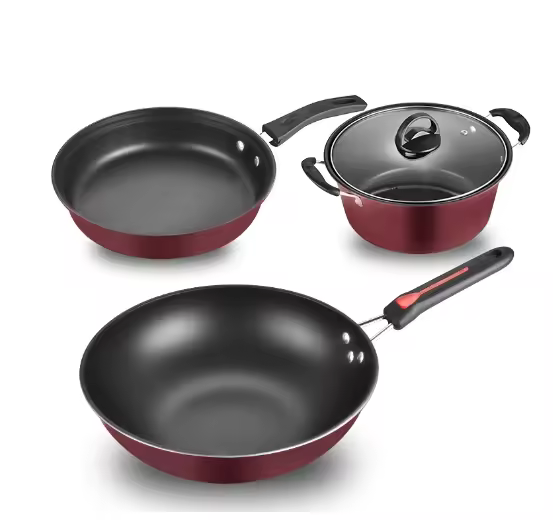 Wholesale Good Gift Kitchenware Applicable Pot Set Non-stick Pot Set 4 Piece Wok Household Frying Pan Stock Pot Gas Stove