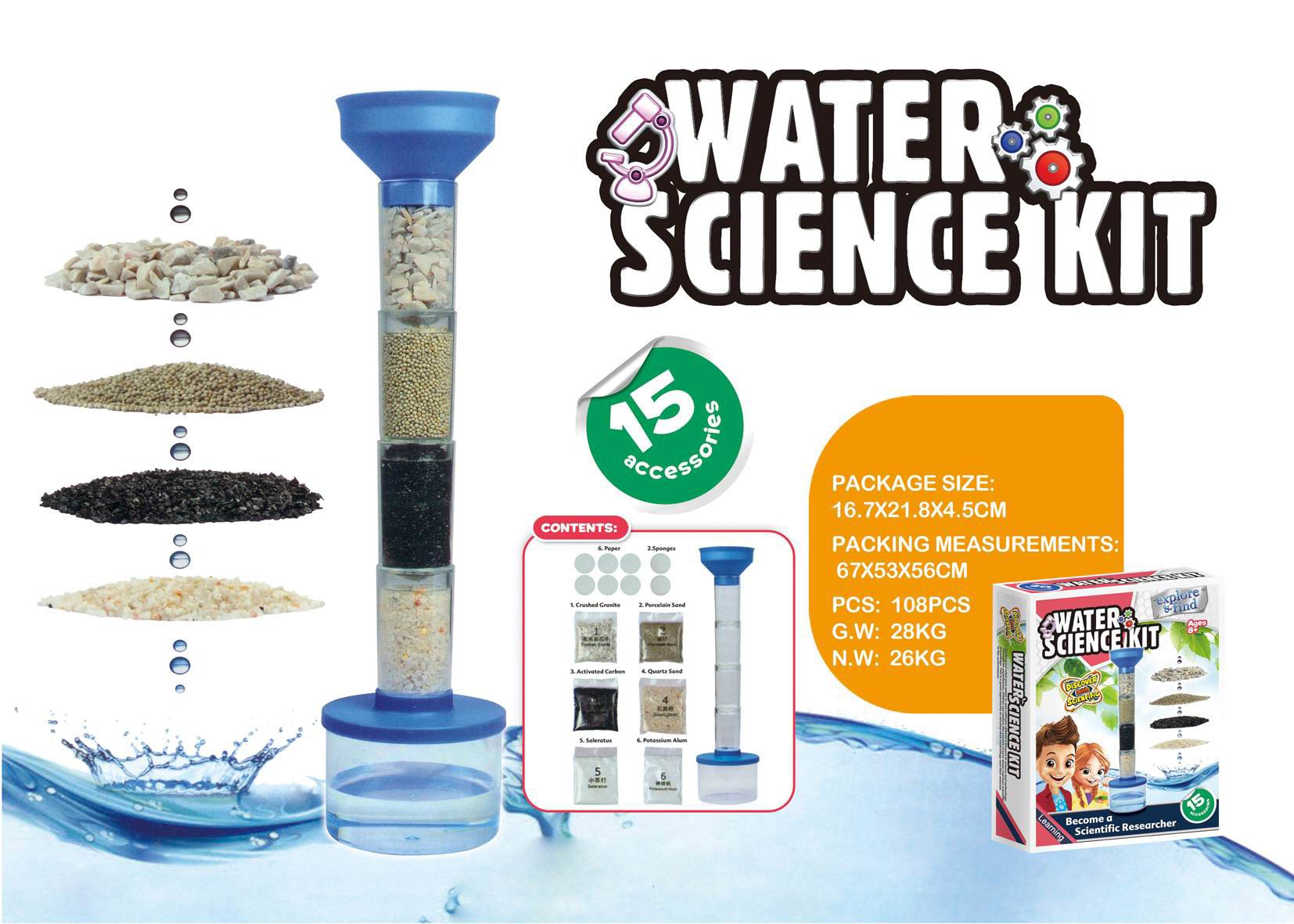 Unisex DIY Water Purification System Toy Educational Science Experiment Kit for Children