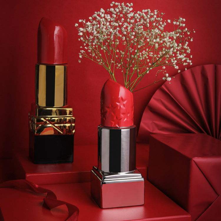 High Quality Home Decor Accessories Creative Unique Flor Florero Modern Lipstick Flower Vase Home and Living Decoration