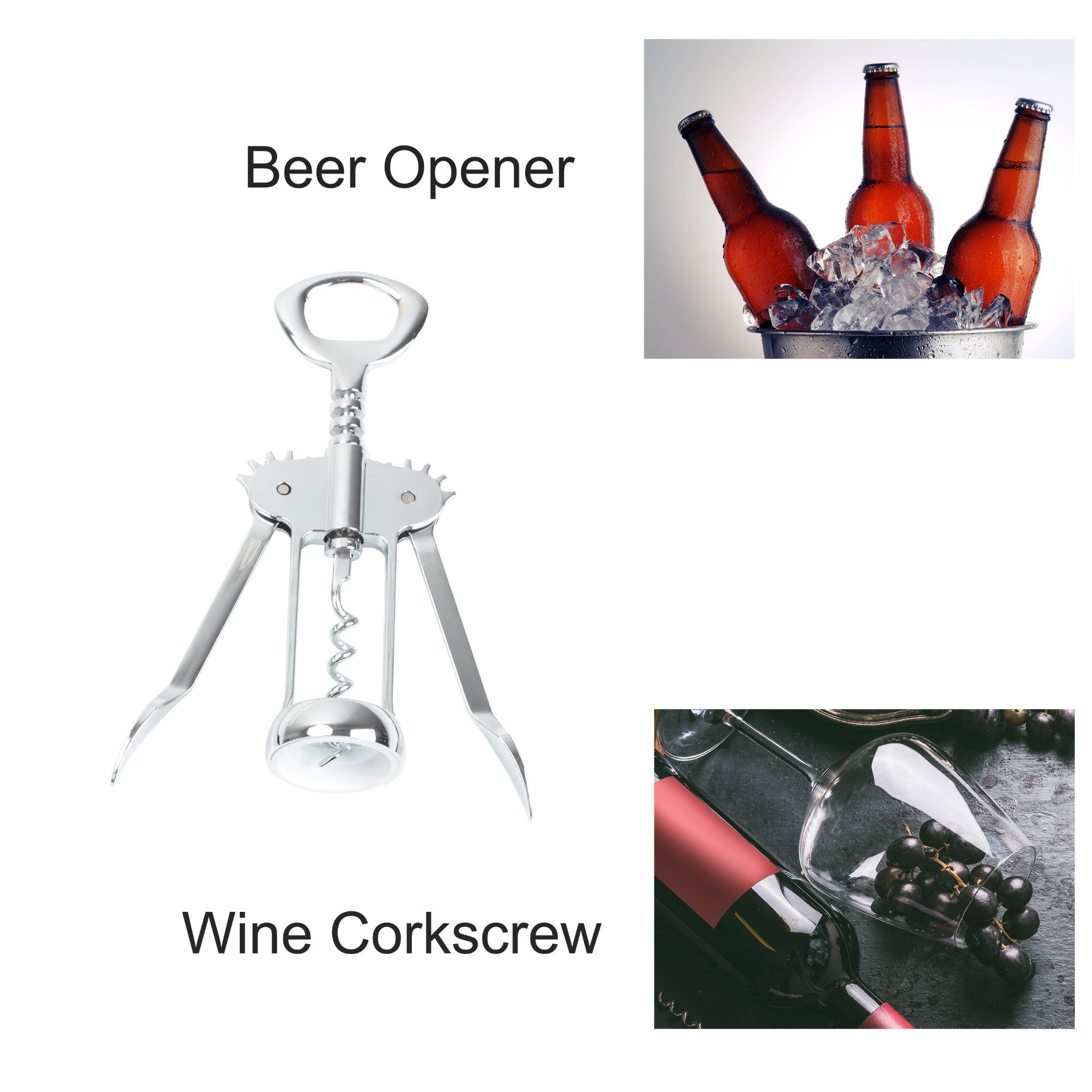 Zinc Alloy Premium Wing Corkscrew Wine Bottle Opener with Multifunctional Bottles Opener